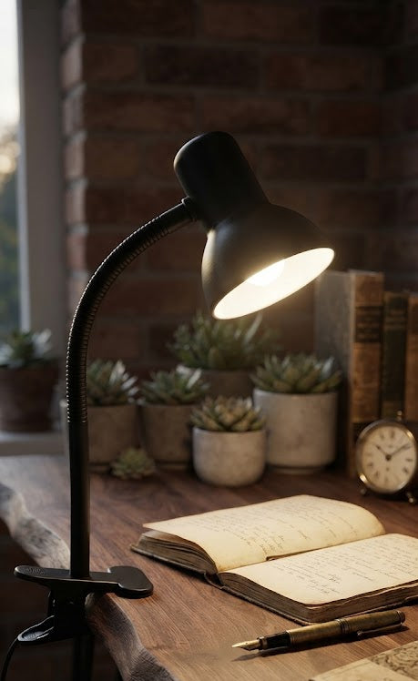 Lampe de Bureau Flex Métal avec Pince 40W Noir