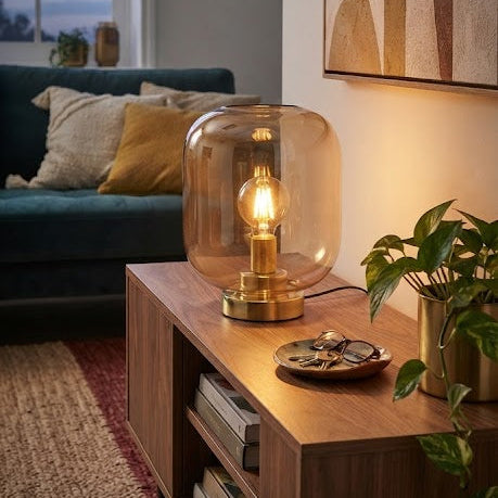 Lampe à Poser en Verre  Transparent Ambre