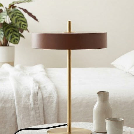 Lampe à Poser LED - Design Minimaliste en Métal Brun