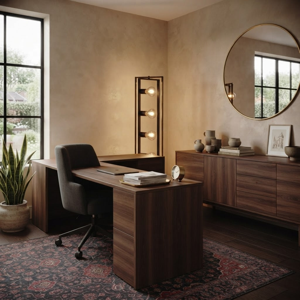 Lampadaire en Bois et Métal Noir (5 Lumières)