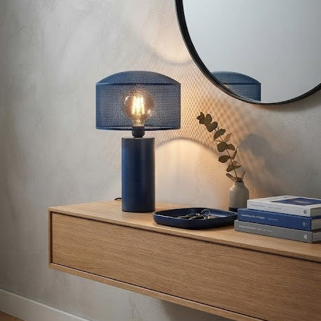 Lampe à Poser Métal - Finition Bleue Ajourée