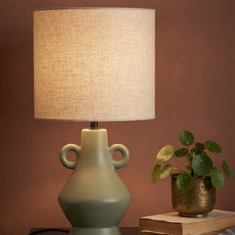 Lampe à Poser en Résine - Design Amphore et Vert Céladon