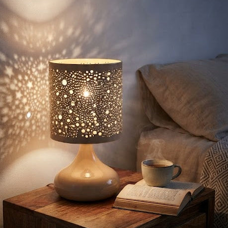 Lampe à Poser  - Métal Découpé Beige - Esprit Oriental Chic