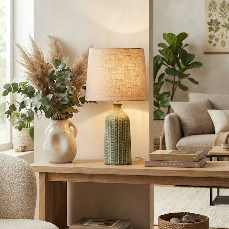 Lampe à Poser - Vert Kaki et Céramique
