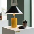 Lampe à Poser Design Métal - Base Cylindrique Jaune & Abat-jour Noir