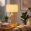 Lampe à Poser Tissu et Verre