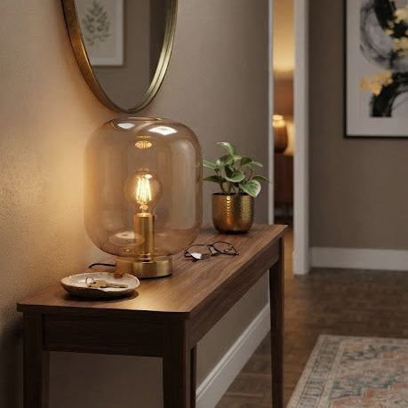 Lampe à Poser en Verre  Transparent Ambre