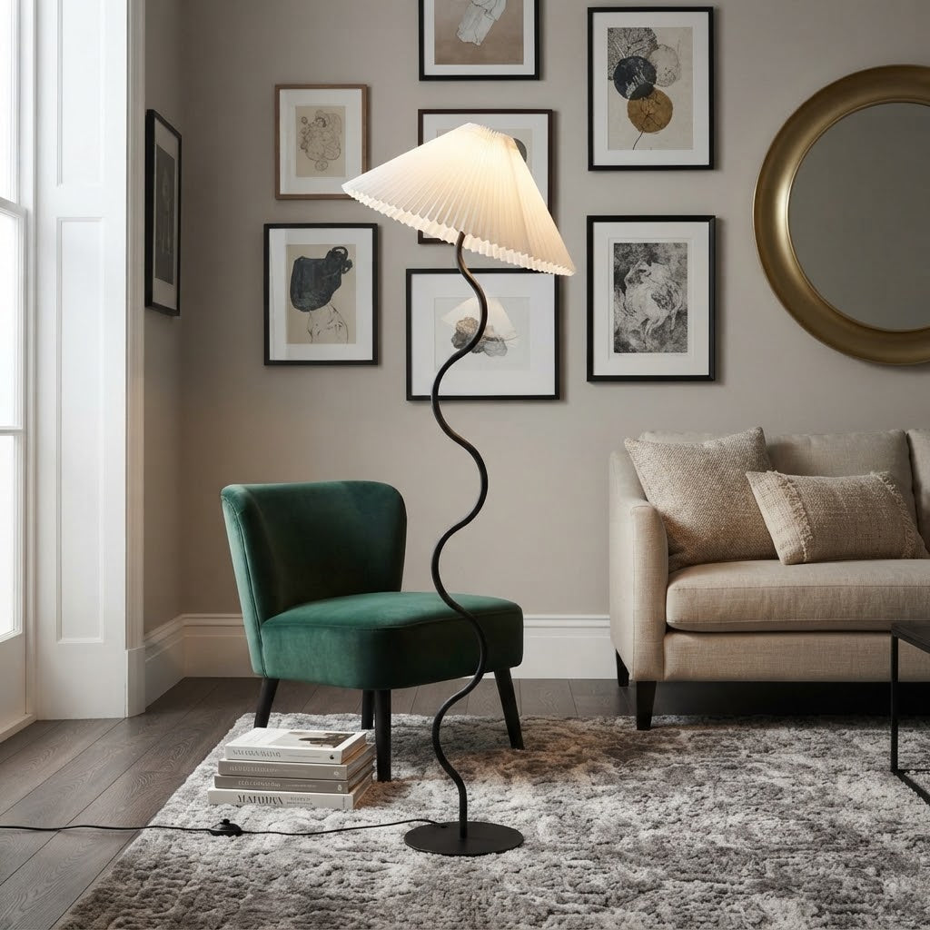 Lampadaire Métal & Lin