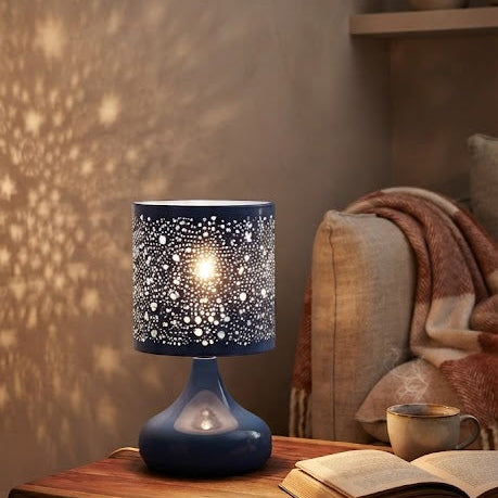 Lampe à Poser - Métal Découpé Bleu - Esprit Oriental Chic