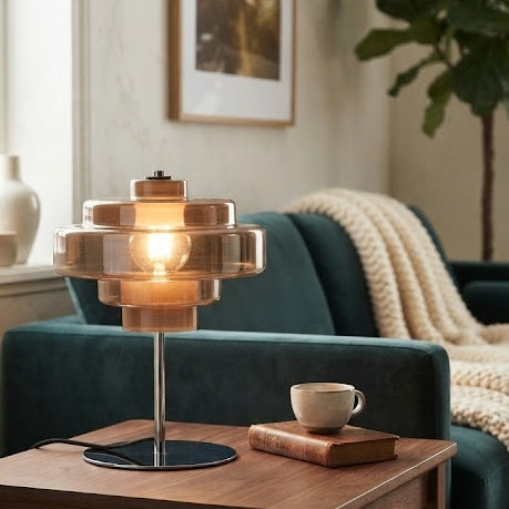 Lampe à Poser en Métal et Verre