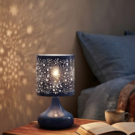 Lampe à Poser - Métal Découpé Bleu - Esprit Oriental Chic