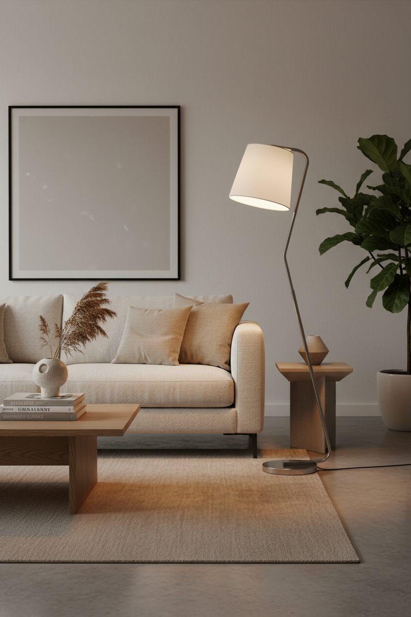 Lampadaire métal ambiance salon