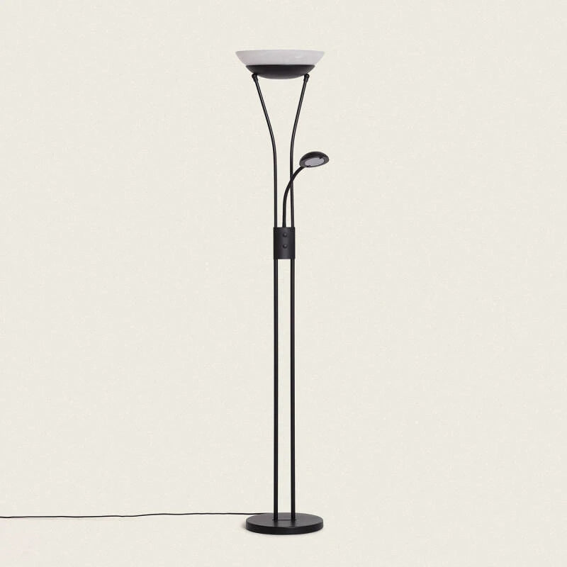 Lampadaire Métal et Verre avec Liseuse – Noir