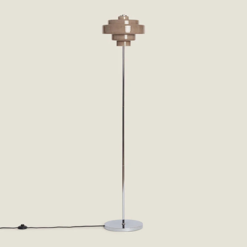 Lampadaire en Métal et Verre – Brun