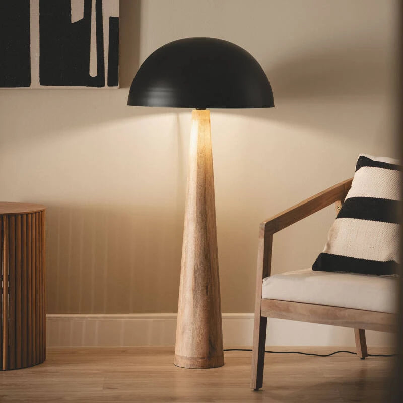 Lampadaire Bois – Noir