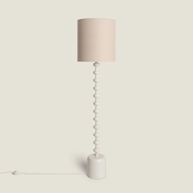 Lampadaire Métal et Lin – Blanc