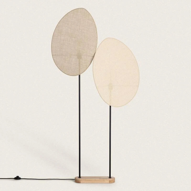 Lampadaire métal et textile ovale fond blanc – vue produit
