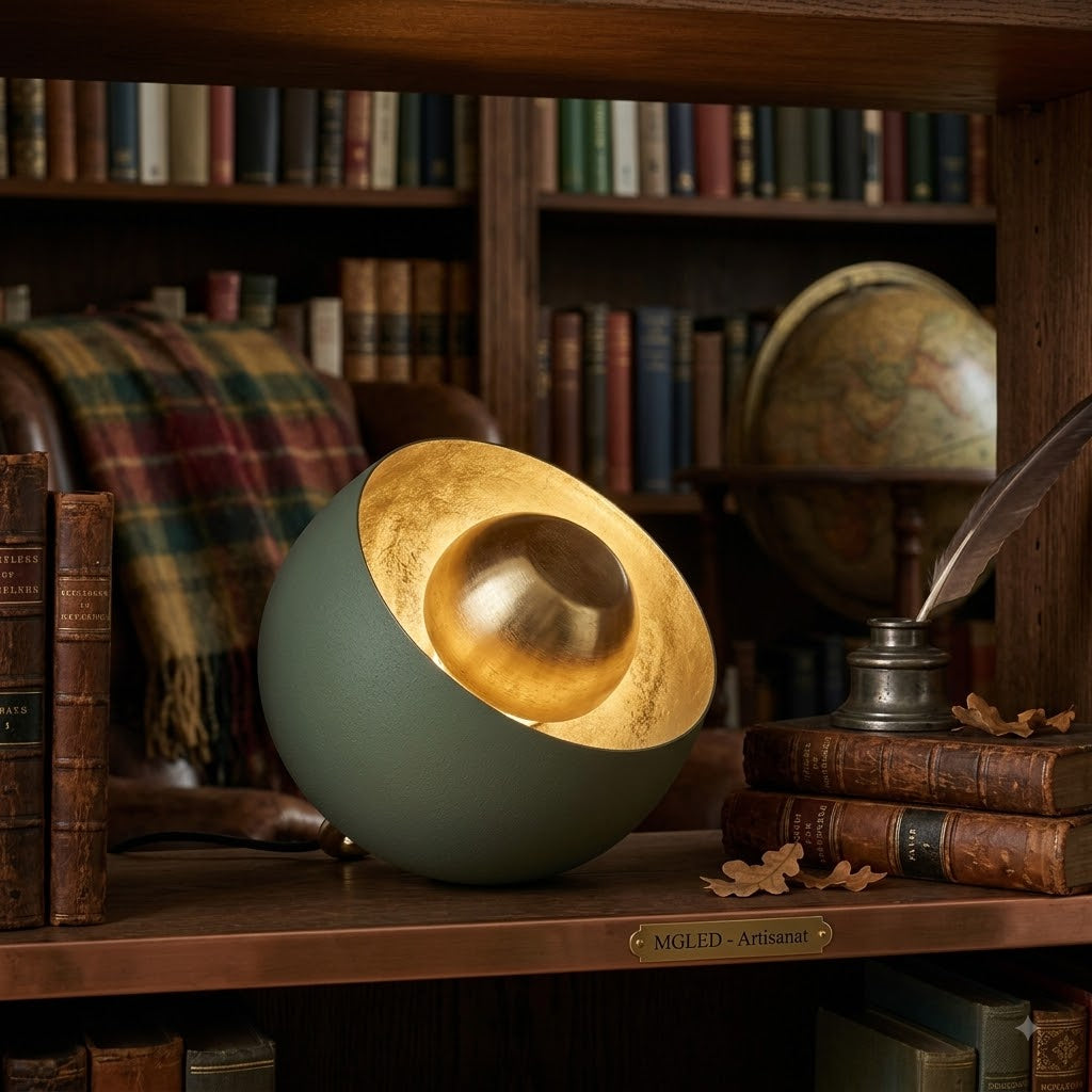 Lampe à poser Vert Sauge & Laiton