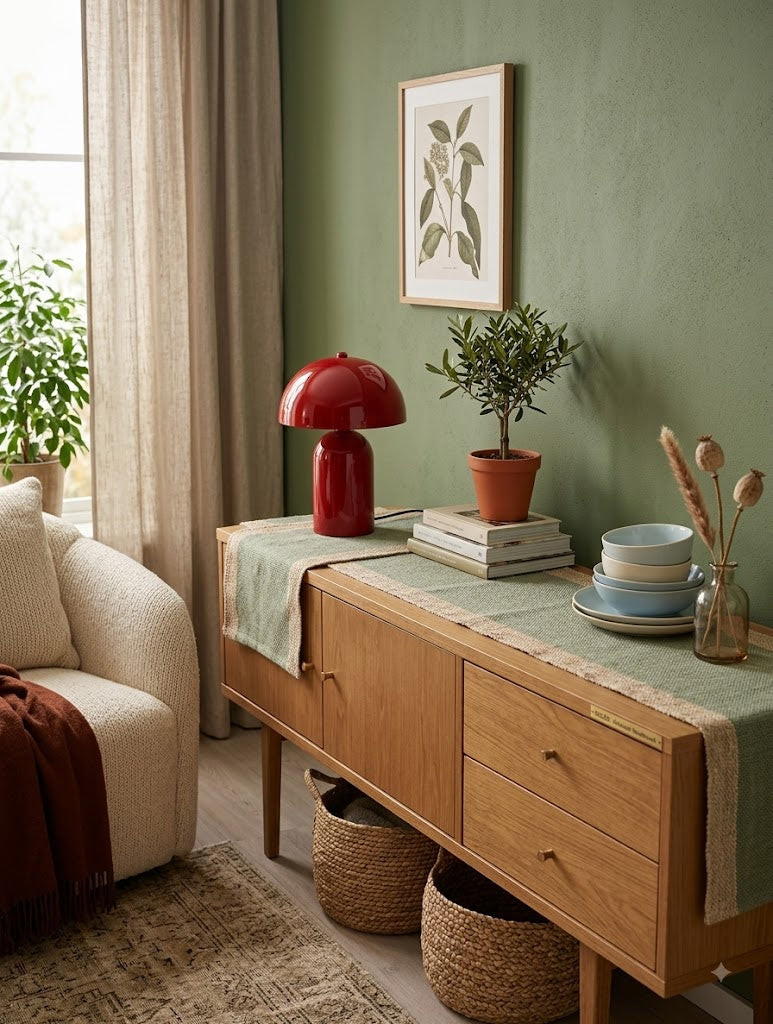 Lampe à poser en métal rouge champignon