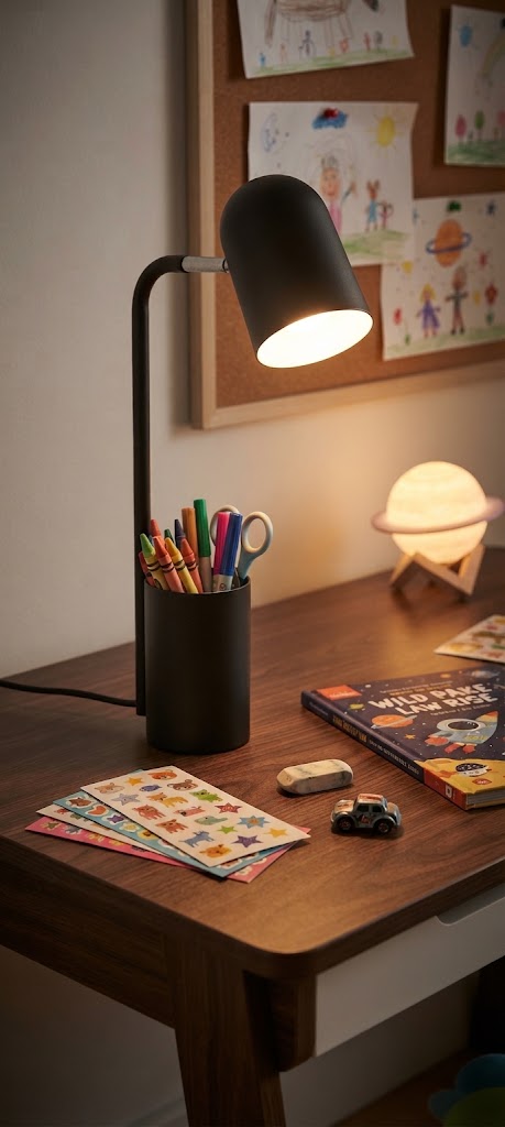 Lampe de Bureau flex en Métal  avec Porte-Crayons - 40W Noir