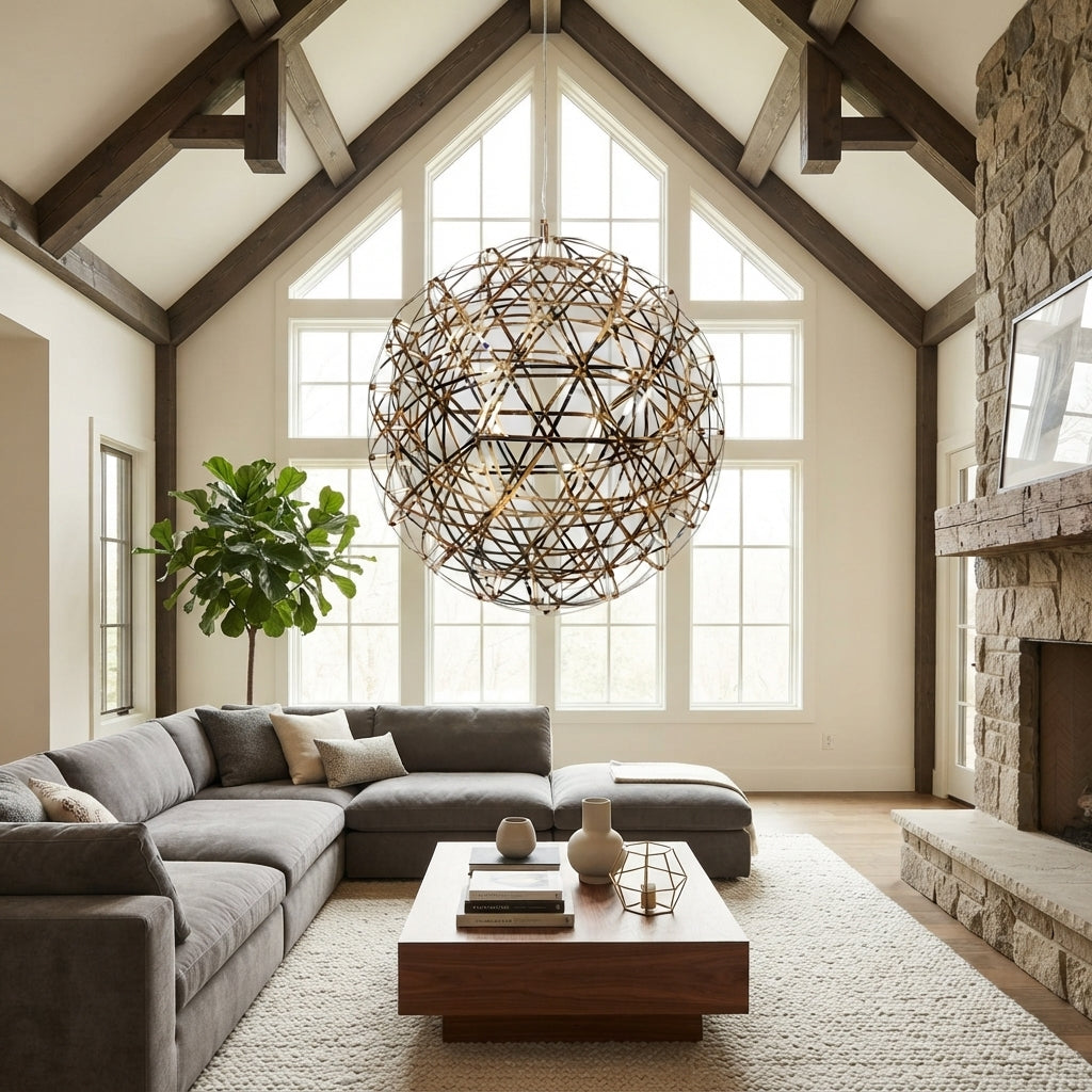 Grande Suspension LED Géométrique - Doré - Ø700 mm