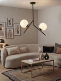 Suspension Design Multi-Globes - Structure Noire et Boules Blanches